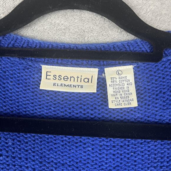 Essential Elements Cardigan Sweater Womens Large Blue Christmas Ugly Beaded - Picture 7 of 8